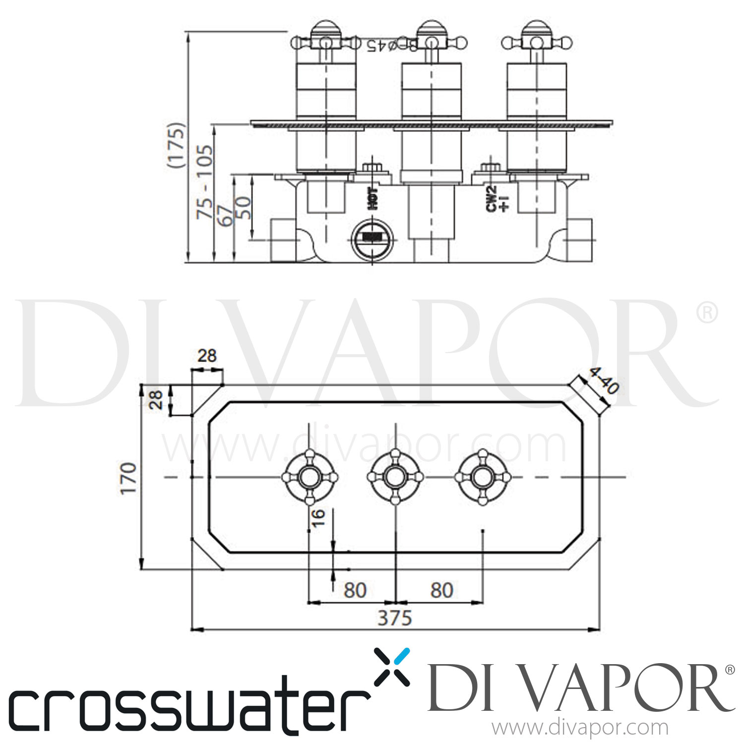 Crosswater Belgravia Thermostatic Shower Valve with 2 Way Diverter